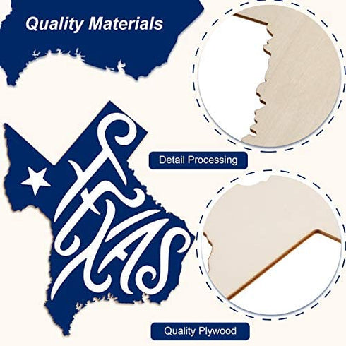 3 Pieces Texas State Unfinished Wood Cutouts Texas State Wood Slices Texas State Wooden Paint Crafts Texas State Wooden Pieces for Home Decor Ornament DIY Craft Art Project