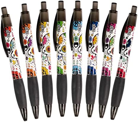 Sugar Skull Smens - Scented Pens, Black Ink, Medium Point - 8 Count