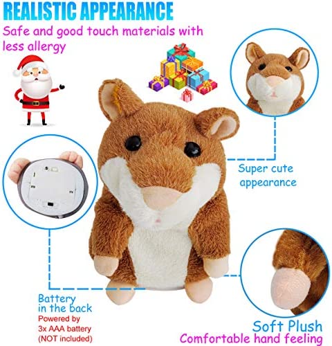 Tockrop Talking Hamster Mouse Plush Interactive Toy Repeat What You Say Mimicry Pet Talking Record for Early Learning