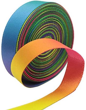 Satin Ribbon Gradient Rainbow Double Side Rainbow Colorful Printed 50 Yard 3/8" Wide for DIY Handmade (9mm Wide, Satin Ribbon)