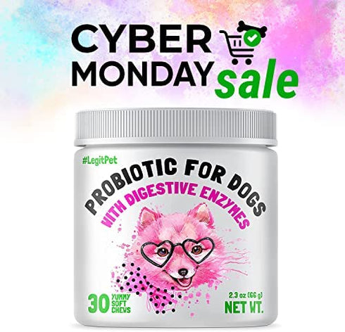 LEGITPET Probiotics for Dogs with Natural Digestive Enzymes + Prebiotics for Allergy & Itch Relief + Coprophagia Treatment & Anti Diarrhea for Dogs