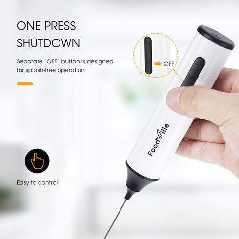 FoodVille MF05 Rechargeable Milk Frother USB Charging Handheld Foam Maker with One Additional Frother for Cappuccino, Latte, Bulletproof Coffee, Keto Diet, Protein Powder, Matcha
