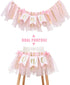 Highchair Banner 1st Birthday Girl - Tulle And Ribbon Banner For First Birthday, Cake Smash Photo Prop, Party Supplies . (Pink)
