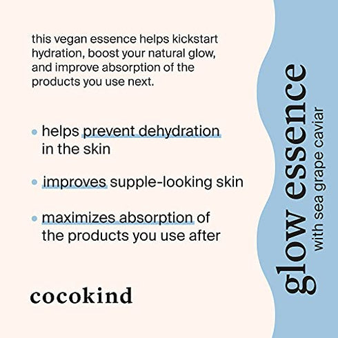 Cocokind Glow Essence with Sea Grape Caviar, Hydrating Primer and Facial Mist, Facial Moisturizer with Sea Buckthorn, Linoleic Acid, and Vitamin E