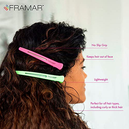 Framar Neon Hair Clips 10 pack – Professional Hair Clips for Styling Sectioning, Salon Hair Clips For Sectioning Hair, Hair Styling Clips for Hair, Hair Cutting Clips for Hair Sectioning