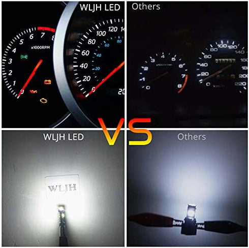 WLJH 10 Pack White Canbus T5 Led Bulb 2721 37 74 Wedge Lamp PC74 Twist Sockets Dash Dashboard Lights Instrument Panel Cluster Leds Car Replacement
