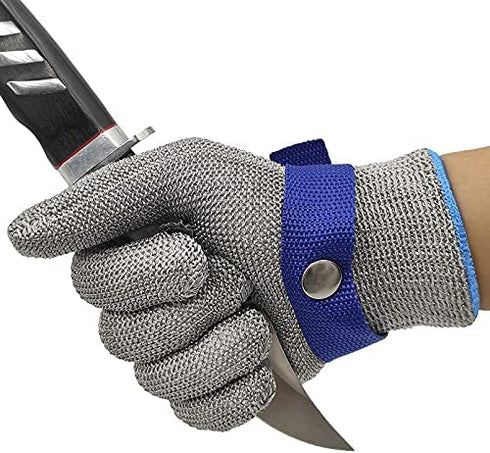 TS 2.0 ANSI A9 Cut Resistant Glove Stainless Steel Mesh Metal Wire Glove Durable Rustproof Reliable Cutting Glove for Meat Processing, Food Cutting (Medium?