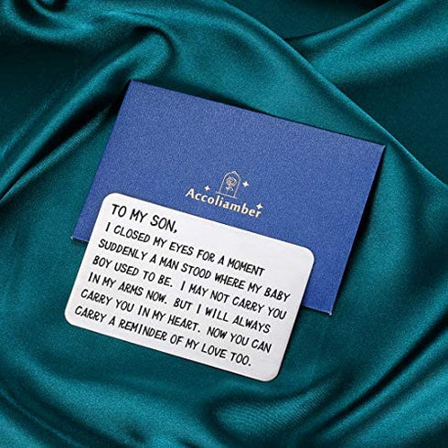 Son Wallet Insert Card Christmas Birthday Gifts for Sons Teen Boy Graduation Gifts from Mom To My Son Adult Gifts for Him Men Stepson Deployment Valentine Present Stocking Stuffer from Step Mom