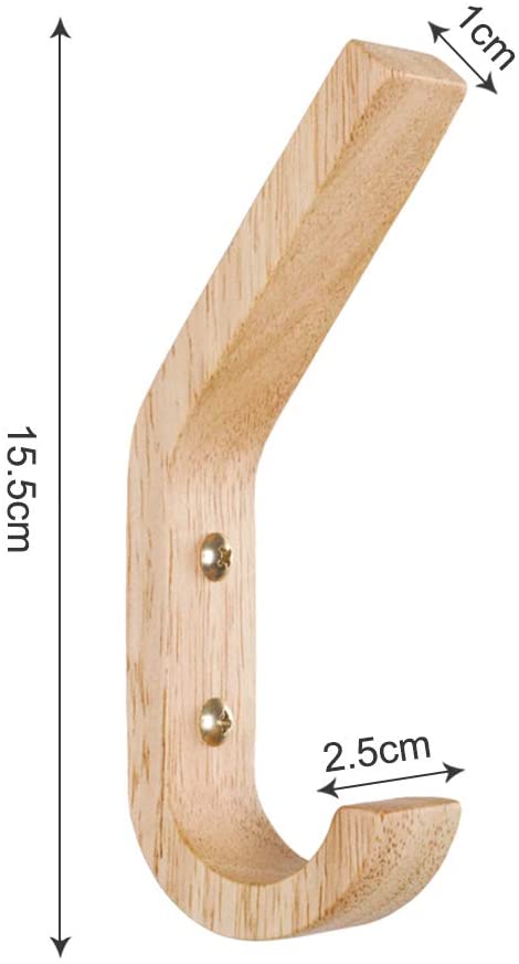 Papatop Wooden Hooks Wall Mounted Wood Coat Hook Decorative Wall Hook Hat Rack 4pcs