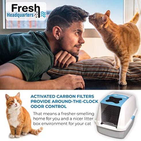 FRESH HEADQUARTERS Replacement Filters Compatible with Catit Hooded Litter Box – Pre-Cut Activated Charcoal Carbon Air Purifier Refill Pads for Safe Urine Odor Control (6 Pack)