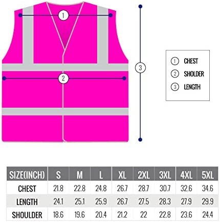 RK Safety PK0430 ANSI/ISEA Class 2 Certified Female Safety Vest (Pink, 2XL)