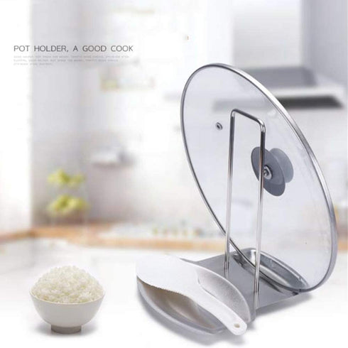 Lid and Spoon Rest,Stainless Steel Kitchen Utensils Holders Pan Pot Cover Lid Rack, Heat-resistant Home Appliance Stand Holder Organizer for Pots Pans Spoons