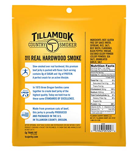 Tillamook Country Smoker Zero Sugar Keto Friendly Beef Jerky, Black Pepper, 2.2 Ounce