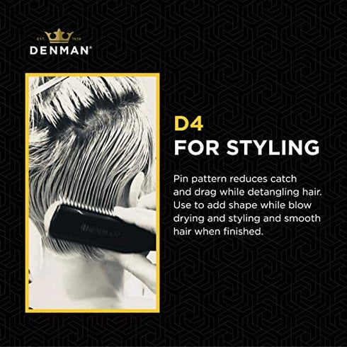 Denman Classic Styling Brush 9 Row - D4 - Hair Brush for Separating, Shaping & Defining Curls - Blow-Drying, Styling & Detangling Brush – Black