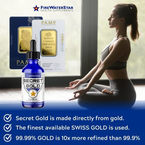Liquid Gold Drops - Colloidal Gold - Nano Gold - Made from 99.99% Pure Swiss Gold - 100 ppm - Ascension Aid - Brain Boost - Enhance Awareness, Clarity, Dreams, Intuition and Memory