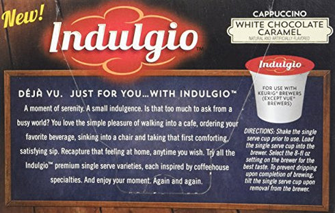 Indulgio Cappuccino, White Chocolate Caramel, 12-Count Single Serve Cup for Keurig K-Cup Brewers