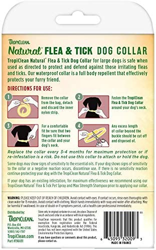 TropiClean Natural Flea & Tick Repellent Collar for Large Dogs - Natural Protection from Fleas & Ticks - Effective Pest Control Solution for Pets - Made with Natural Active Ingredients