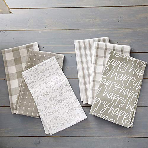 Happy White Dish Towel Set
