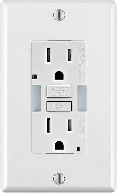 Leviton GFNL1-W Self-Test SmartlockPro Slim GFCI Tamper-Resistant Receptacle with Guidelight and LED Indicator, 15-Amp, White