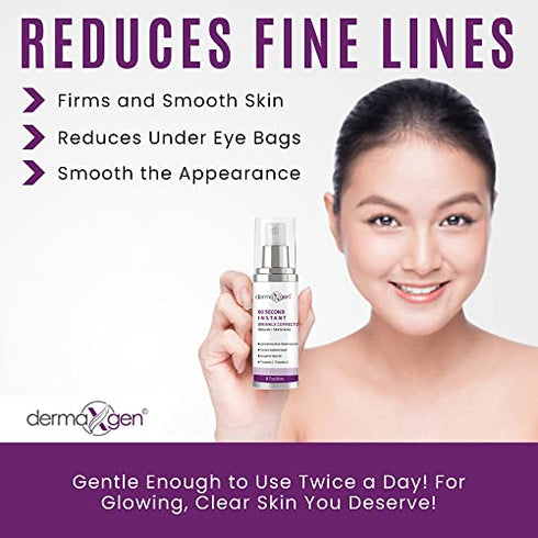DERMAXGEN 60 Second INSTANT Wrinkle Corrector - Age-Defying & Firm Skin Treatment PURE ORGANIC Peptide 0.7FL OZ/ 20 ML