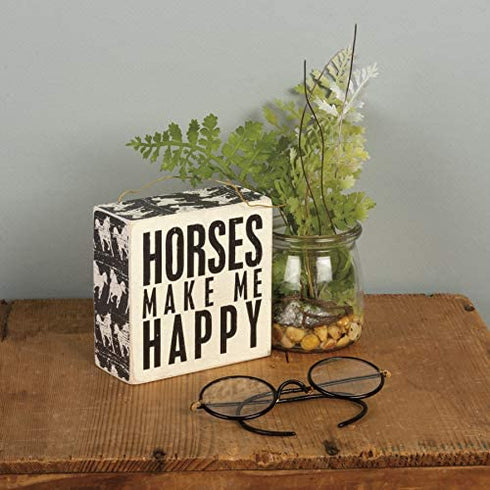 Primitives by Kathy Horse Print Trimmed Box Sign, 4 x 5-Inches