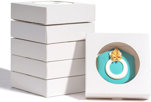 RomanticBaking 50 Pack Single Cookies Boxes 4 3/8" x 4 3/8" x 1 1/5" Bakery Boxes for Wedding Favors Party