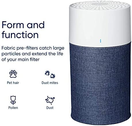 BLUEAIR Blue Pure 311 Auto Navy Pre-Filter, Washable Fabric Traps Pollen, Pet Hair & Dust, Night Waves