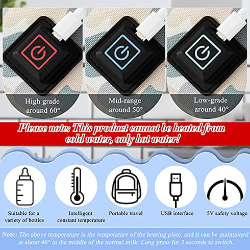 Hohean 2 Pieces Portable Car Travel Bottle Warmer USB Milk Heat Keeper Baby Bottle Warmer with 2 Pieces USB Data Cables Infant Bottle for Indoor, Outdoor, Traveling, Driving (Vivid Style)