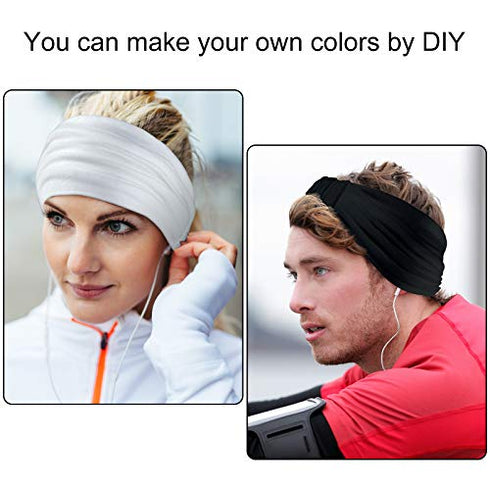 6 Pieces Tie Dye Bandana Headband for Women, White Boho Headbands Wide Elastic Headband Stretchy Sport Yoga Hairband Hair Accessories for Women Girls