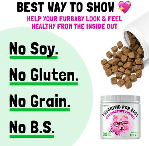 LEGITPET Probiotics for Dogs with Natural Digestive Enzymes + Prebiotics for Allergy & Itch Relief + Coprophagia Treatment & Anti Diarrhea for Dogs