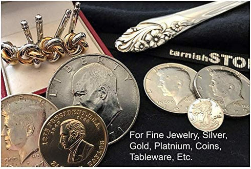 Save 4.00 Bundle, TarnishSTOP, USA Made, (18"x18", Blue) Luxury Anti-Tarnish Prevention Cloth Bag, Silver Storage, Sterling, Jewelry, Flatware, Silverplate, & Silver Polishing Cloth Tarnish Removal