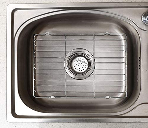 IZLIF Medium Inside Sink Protectors Rust-Resistant Stainless Steel Kitchen Sink Drainer Dish Rack,17.75 x 12.4 Inch