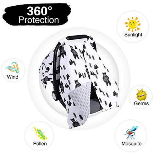 Car Seat Covers for Babies, Breathable Infant Car Seat Cover Baby Car Seat Cover Carseat Canopy with Peekaboo Opening, Newborn Universal Fit Car Seat Cover Baby Essentials for 4 Seasons
