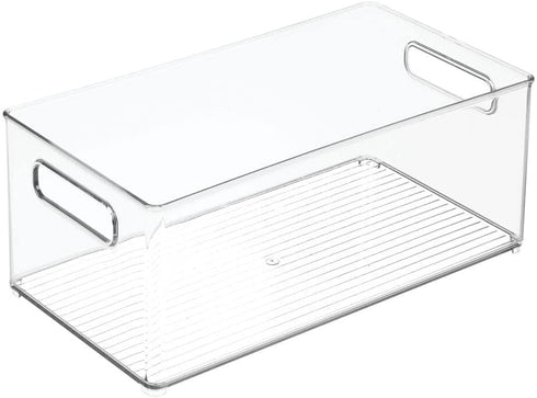 mDesign Deep Plastic Storage Organizer Container Bin, Game and Comic Organization for Cabinet, Cupboard, Playroom, Shelves, or Closet - Holds Video Games, Tablets, DVDs, or Controllers, Clear