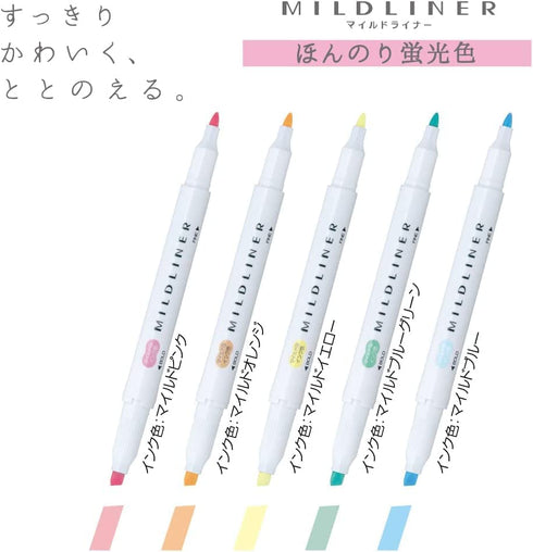 Zebra Mild liner 15 Color Set - Double-Sided Highlighter Pens