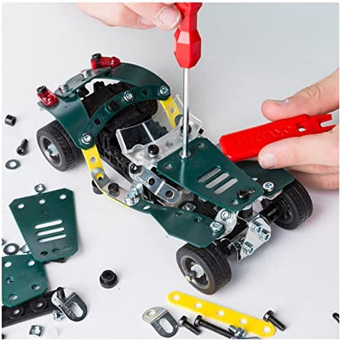 Erector by Meccano, 5 in 1 Roadster Pull Back Car Building Kit, for Ages 8 and up, STEM Construction Education Toy