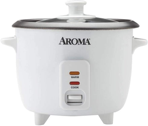 Aroma Housewares Aroma 6-cup (cooked) 1.5 Qt. One Touch Rice Cooker, White (ARC-363NG), 6 cup cooked/ 3 cup uncook/ 1.5 Qt.