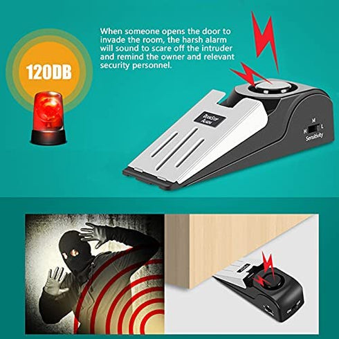 HNHMT Upgraded Portable Door Lock & Door Stop Alarm, Dual Protection Security Door Kit,Door ?Security Devices Pocket Self Defensey Tools,for Traveling Hotel Home Apartment College House(2 Pack)