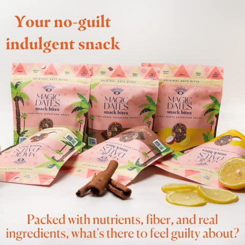 MAGICdATES Dates Snack Bites - No Added Sugar, No Sweetener Whole Food Snack | Grown in California | Gluten Free, Paleo, Delicious | (Lush Lemon Bar)