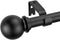 Yun Nephele Adjustable Window Curtain Rods 36-72 inches Matte Black, Classic Ball Finial Design Curtain Rod Set, Single Metal Iron Drapery Rod, 1 inch Heavy Duty Curtain Rod