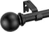 Yun Nephele Adjustable Window Curtain Rods 36-72 inches Matte Black, Classic Ball Finial Design Curtain Rod Set, Single Metal Iron Drapery Rod, 1 inch Heavy Duty Curtain Rod