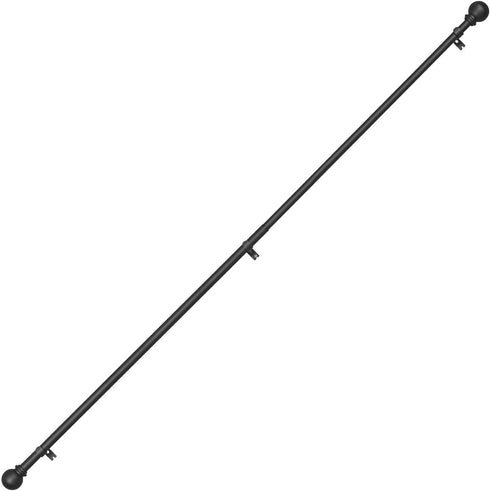 Yun Nephele Adjustable Window Curtain Rods 36-72 inches Matte Black, Classic Ball Finial Design Curtain Rod Set, Single Metal Iron Drapery Rod, 1 inch Heavy Duty Curtain Rod