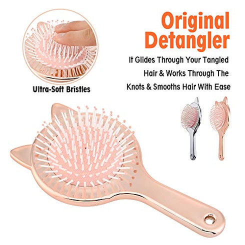 Aethland Toddler Hair Brush and Comb Set, Kids Hair Brush?1pc Detangling Brush for Curly Hair and 1Pc Rainbow Color Hairdressing Comb Set for Fine Thick Hair