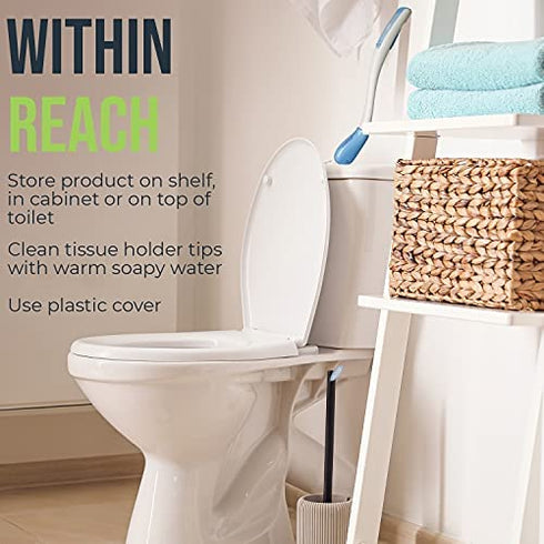 Juvo Toilet Aid - 18” Long Reach Personal Wiping Aid with Hygienic Cover - Easy Use Comfort Self Wiper for Toileting (SATA01)