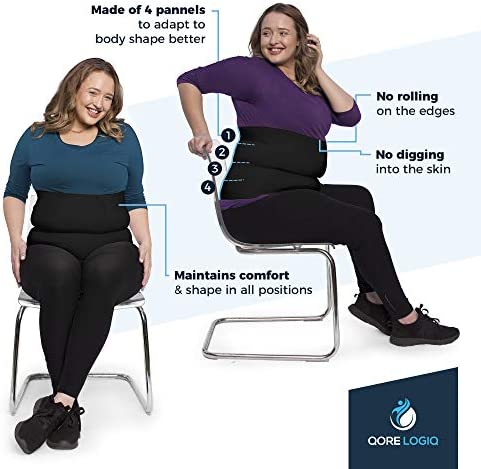 QORE LOGIQ Plus Size Abdominal Binder Post Surgery for larger Men + Women - Postpartum Belly Band - Compression Garment - Hernia Belt For Men + Woman - C Section Belly Binder - Adjustable (Black XL)