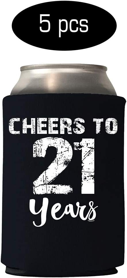 Veracco Finally 21 Cheers to 21 Years Twenty First Can Coolie Holder 21st Birthday Gift Party Favors Decorations (Black/White, 6)