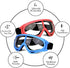4 Pack Protective Glasses Safety Goggles Eye Shield, Face Glasses for Kids Eye Protection Goggles Compatible with Nerf Guns Foam Blaster Guns Game (Blue & Red)