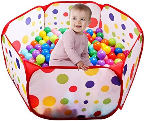 EocuSun Kids Ball Pit Large Pop Up Toddler Ball Pits Tent for Toddlers Girls Boys for Indoor Outdoor Baby Playpen w/ Zipper Storage Bag, Balls Not Included (ARed)