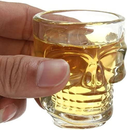 King International 1.5 Oz Shot Glass , Skull Face Heavy Base Shot Glass Set, Whiskey Shot Glass 6-Pack Perfect for Wine Tasting, Tequila, Shooter, Cocktail Pourer, Jigger-clear glass shot glasses-60ml