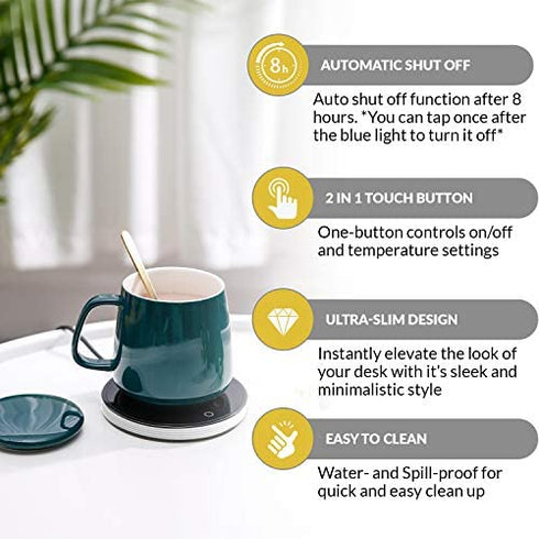 Coffee Mug Warmer Candle Warmer Plate - Mug Warmer for Desk - 2-Setting Coffee Cup Warmer for Coffee, Tea - Safe, Easy-to-Use Coffee Warmer for Desk